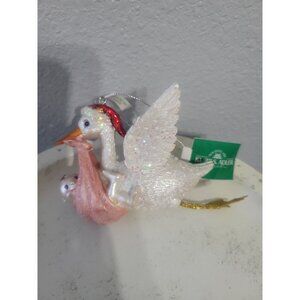 Kurt Adler Stork with Baby Ornament